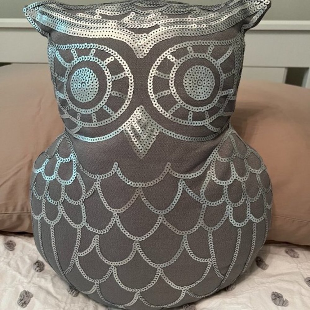 Sequin Owl Pillow